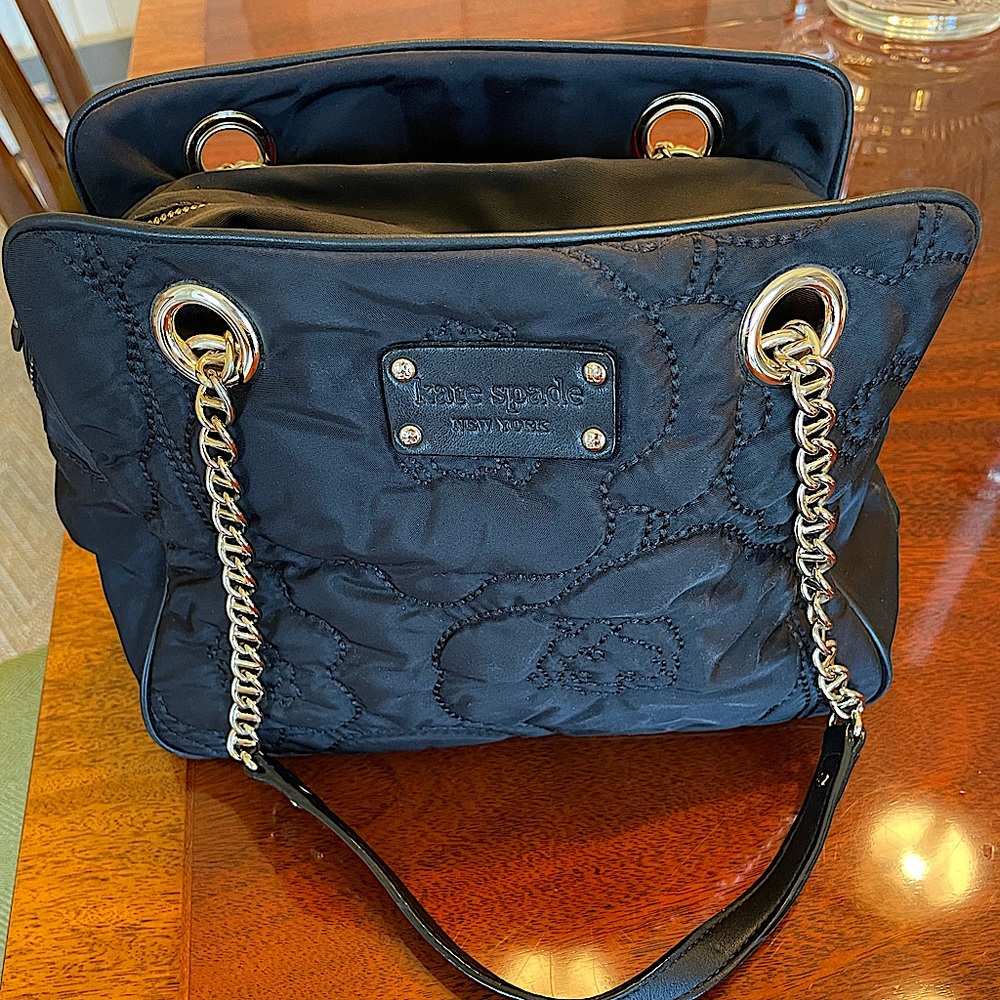 Kate Spade black nylon quilted shoulder bag